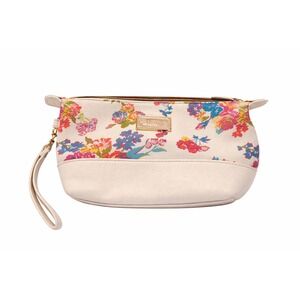 Betsey Johnson New York Wristlet Cosmetic Bag Floral Lined Detachable Strap